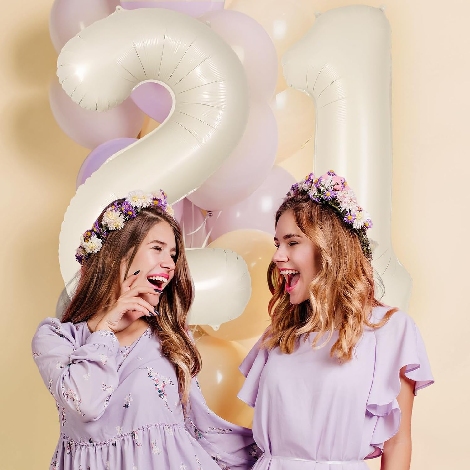 Skiennix Jumbo 40-Inch Number 1 Balloon - Beige Mylar Foil for First Birthday Parties & Anniversaries
