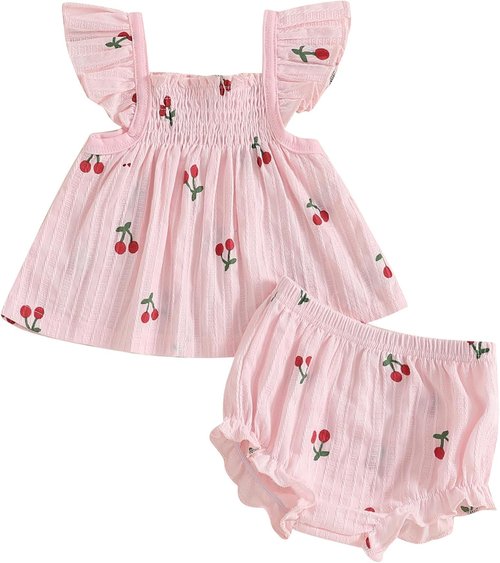 Mubineo Baby Girl Summer Outfit Set - Cute Ruffle Tops & Shorts - Infant Toddler Princess Style