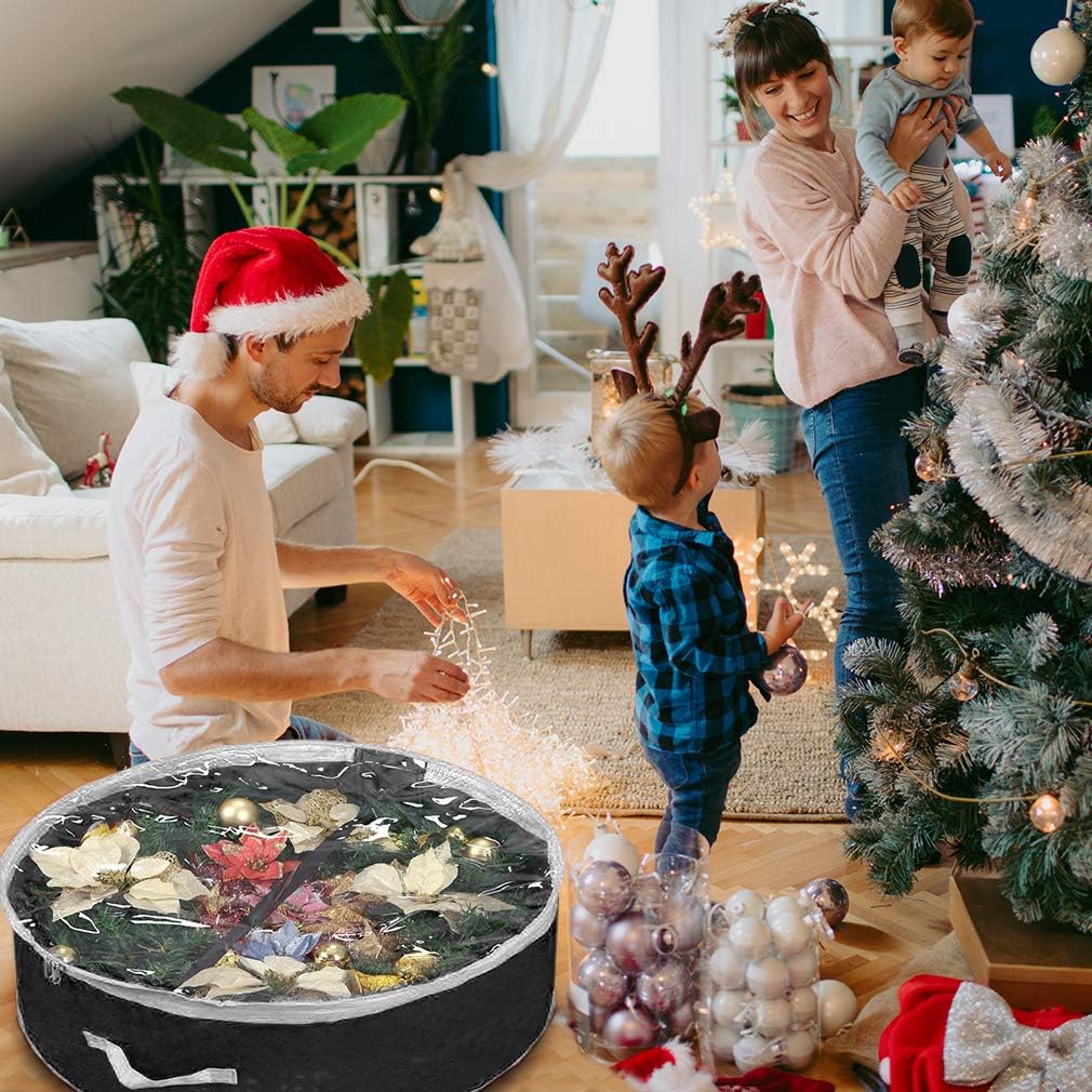Primode Wreath Storage Bag 36" - Durable 600D Oxford Container with Clear Window for Easy Holiday Storage