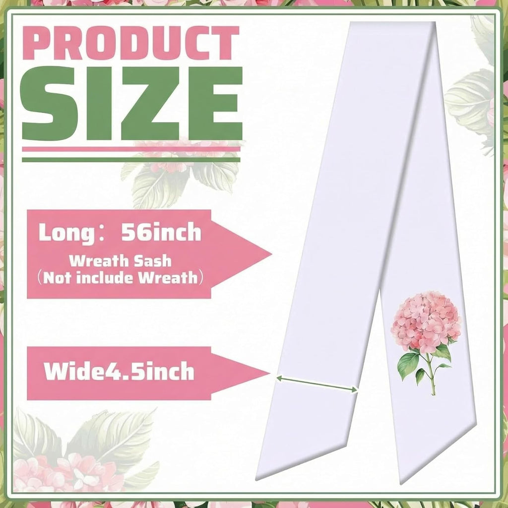 VitalCozy Pink Hydrangea Wreath - Elegant Satin Sash for Front Door Decor | Perfect for Indoor & Outdoor Use