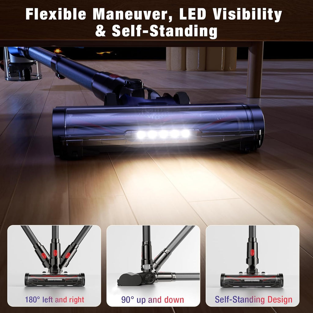 Skiennix Cordless Vacuum Cleaner - 450W Powerful Suction | 50 Minutes Runtime, Lightweight 8-in-1 for Pet Hair & Hard Floors
