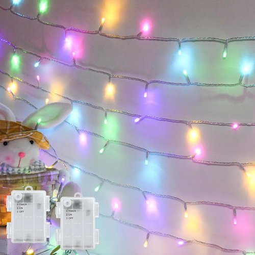 Cshare Easter String Lights - Battery Operated 30 LED Fairy Lights | 9.8ft Pastel Decor with Timer for Indoor/Outdoor Parties