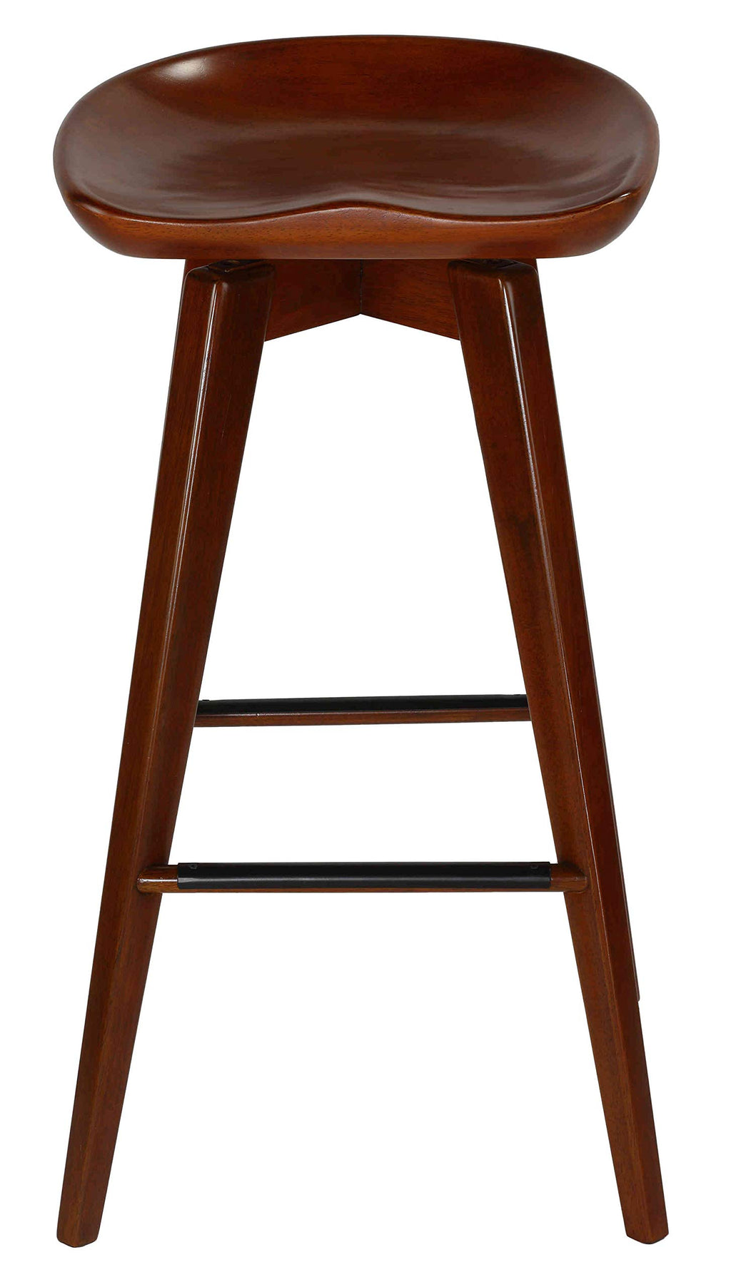 Cortesi Home Tiwi Backless Swivel Barstool in Solid Wood, 29" Walnut