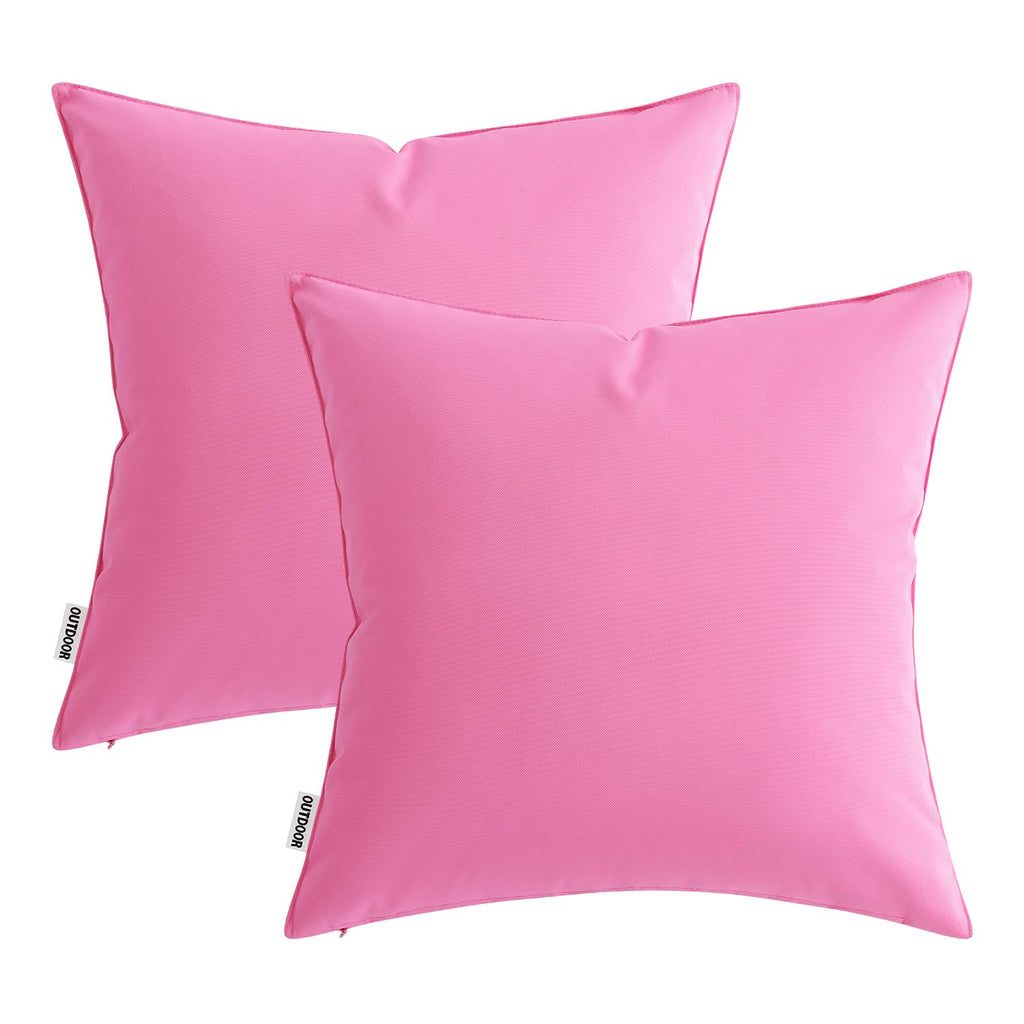 MIULEE Outdoor Pillow Covers Pink Waterproof Decorative Patio Throw Pillow Covers Fade Resistant for Furniture Tent Couch Sofa Living Room Pack of 2 Spring Summer Pillowcases 18x18 Inch