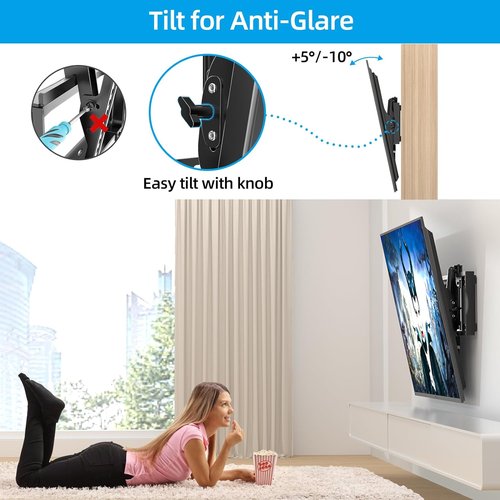 HOME VISION Heavy Duty Tilt TV Wall Mount Bracket - Fits 48-120 Inch Flat/Curved TVs, 200Lbs Capacity | Max VESA 800x600mm