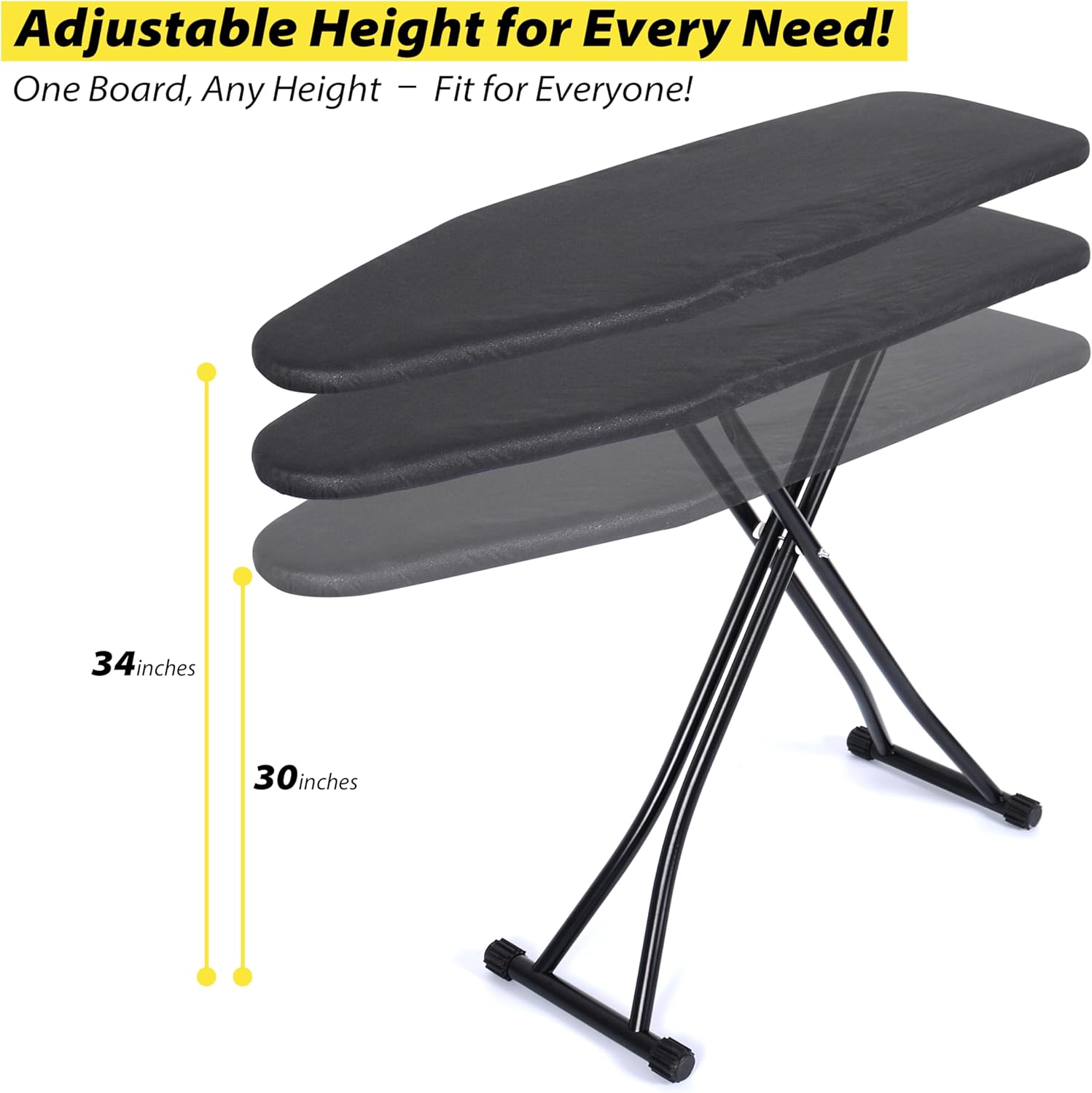 Skiennix Foldable Ironing Board - Adjustable Height with Heat-Resistant Cover | Lightweight & Durable for Home Use