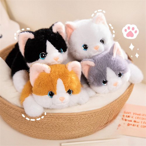 ELKOHA 17.7 Inch Black & White Cat Weighted Stuffed Animals, Weighted Cat Plush Animal, Cute Soft Plush Toy Pillow Hugging Plushie Kitten Dolls Birthday Gifts for Kids Adults