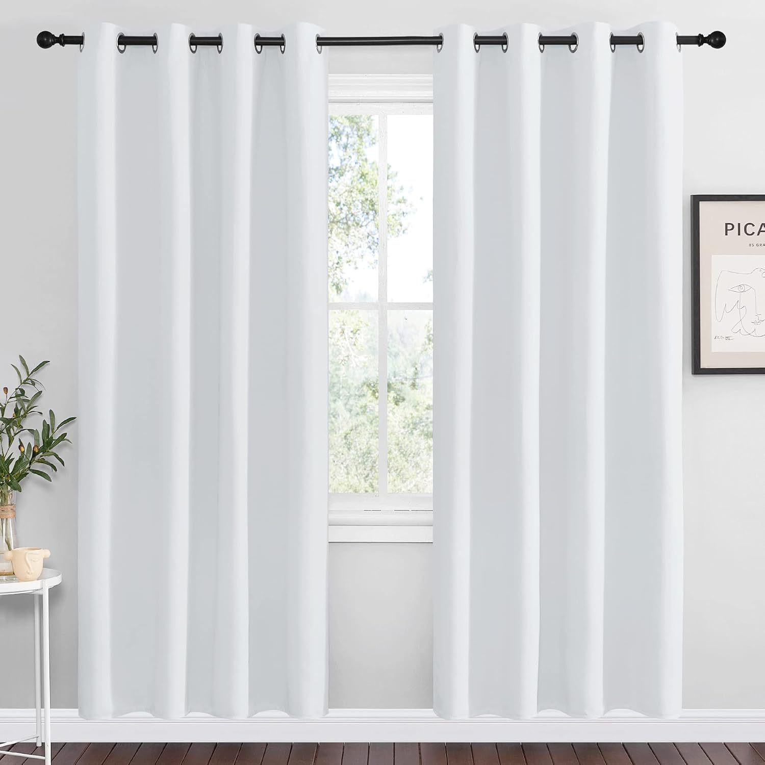 NICETOWN Room Darkening Curtains - Easy Care Thermal Insulated Grommet Drapes (2 Panels, 55" x 78", Greyish White)