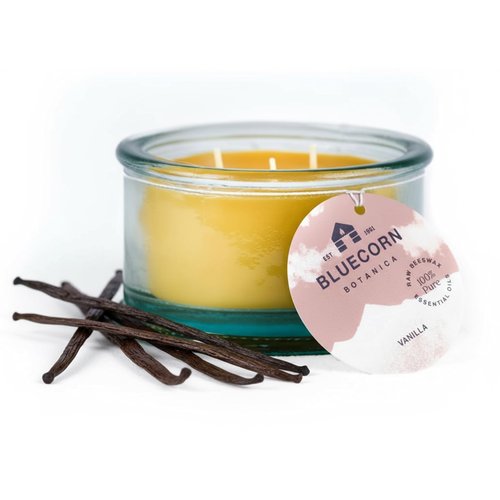 Bluecorn Beeswax 3-Wick Candle, 100% Pure Bees Wax, Vanilla Scented, Paraffin & Soy Free Candle Wax, Clean Burning, Long Lasting, Home Decor, Gifts for Women & Men, American Made, 10 Oz, 1 Ct