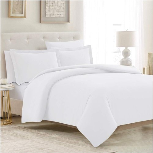 Mellanni Duvet Cover Set - 5 PC Luxury Bedding Collection - Extra Soft & Cooling Microfiber | Queen, White