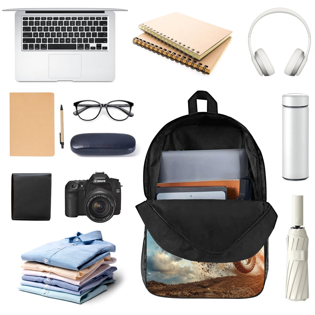 UIACOM Unisex Motorcycle Backpack Motocross Sport Vehicle School Bag Motorcycle Rider Driving on The Mountains Shoulders Backpack Travel Daypacks for Women Men Teens Kids, 17 Inch