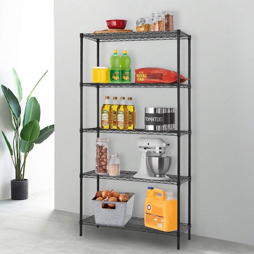 FDW Wire Shelving Unit - 5-Tier Adjustable Metal Rack for Kitchen, Garage & Pantry | 14" D x 36" W x 72" H - Black