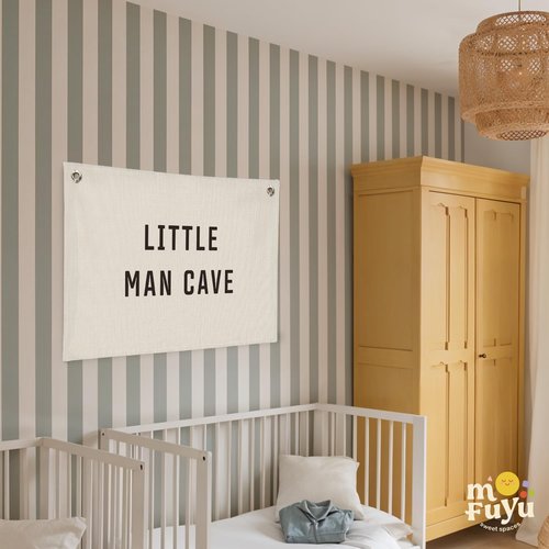MOFUYU Little Man Cave Banner - Little Man Cave Sign for Boys,Kids Boys Room Decor,Adventure Nursery Sign for Baby and Kids, Playroom Wall Hanging 30x20 Inch