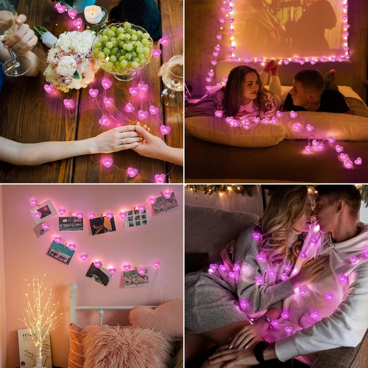 Skiennix 10FT Pink Heart Fairy Lights - Battery Operated LED String Lights with Timer | Waterproof for Indoor/Outdoor Decor