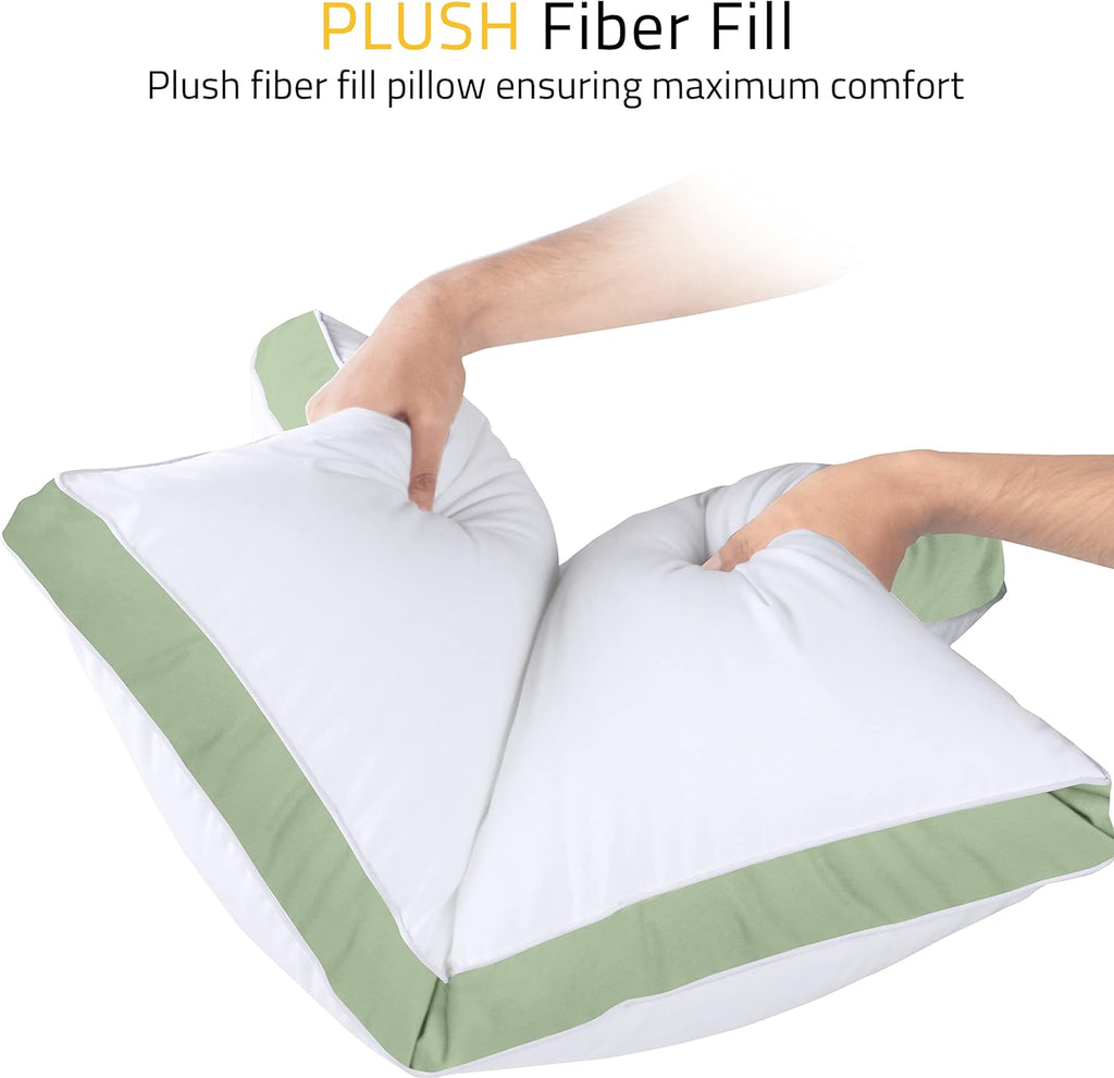 Utopia Bedding Queen Size Bed Pillows - Cooling Gusseted Design, Set of 2 in Sage Green