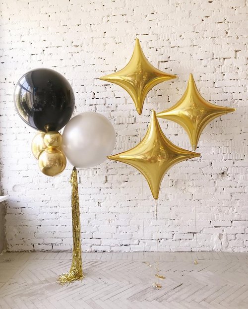 Gold Star Balloons | 12-Pack Four Angle Star Foil Balloons - 26" & 10" Gold Helium Balloons for Parties