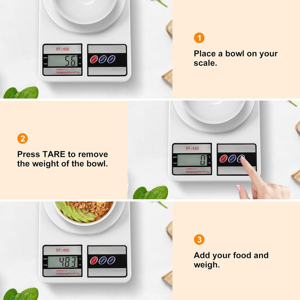 Partyreal Digital Kitchen Scale - Stainless Steel Food Scale with oz/g Units | Ideal for Meal Prep & Baking