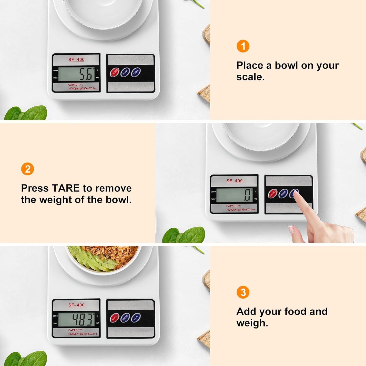 Partyreal Digital Kitchen Scale - Stainless Steel Food Scale with oz/g Units | Ideal for Meal Prep & Baking