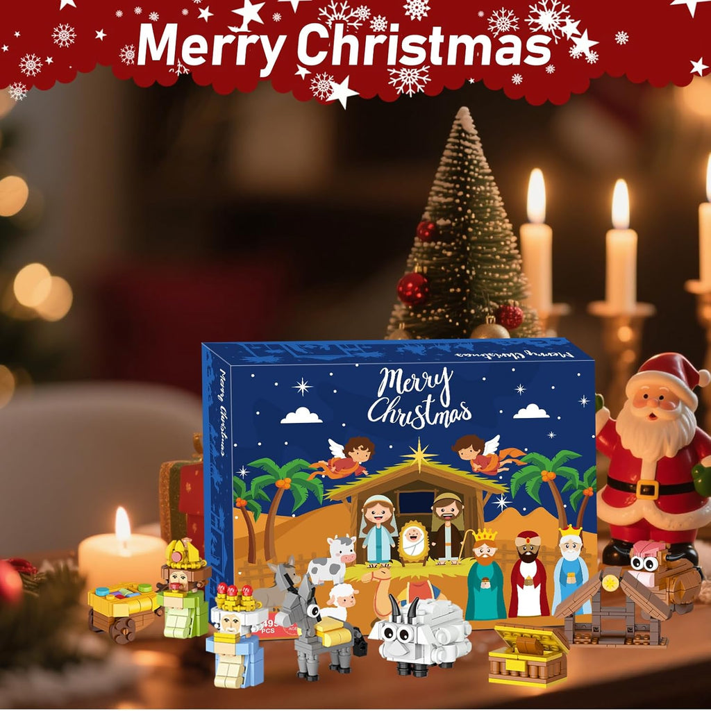 Nativity Building Blocks Advent Calendar 2025 - 24-Day Christmas Countdown STEM Toy for All Ages