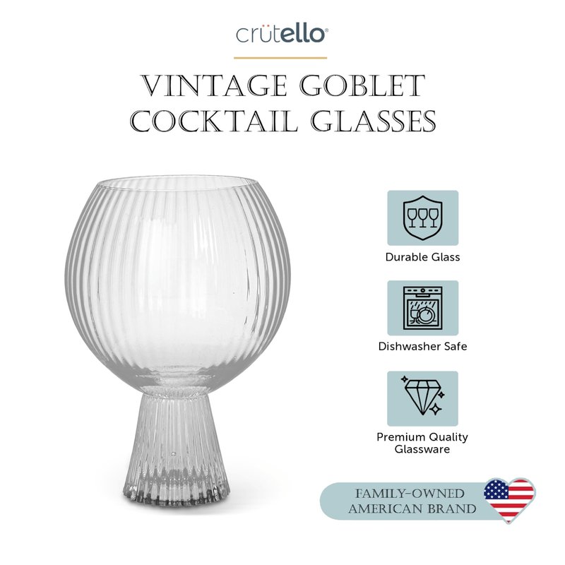 Crutello Aperol Spritz Glasses | Goblet Cocktail Glasses Set of 4-16 oz Gin and Tonic, Sangria, or Aperol Spritz Glassware, Unique Cocktail Glassware for Gifts