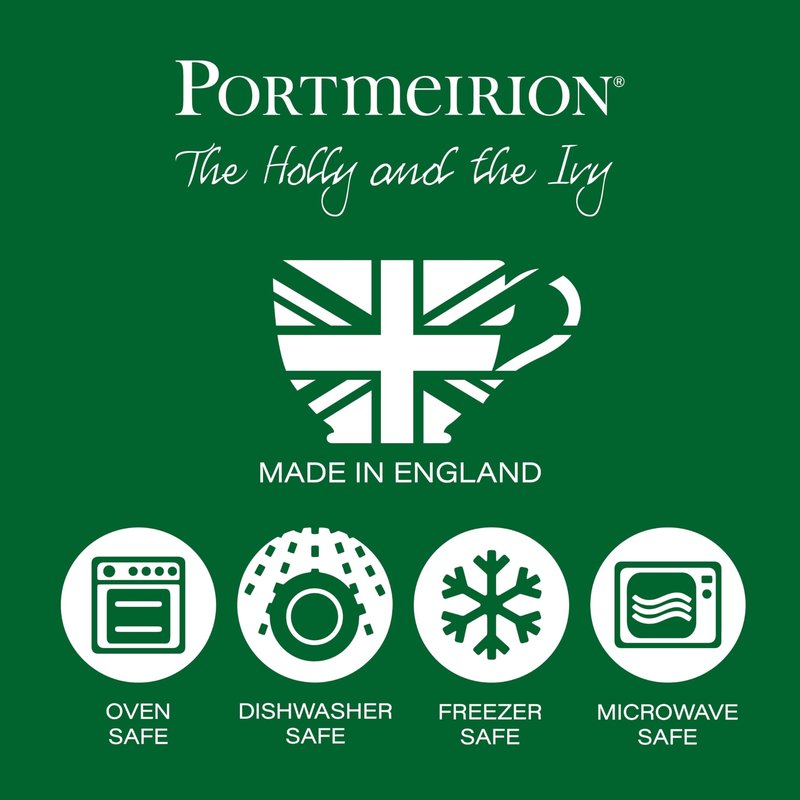 Portmeirion Holly and Ivy 10-inch Christmas Dinner Plates (Set of 4) - Festive Tableware, Beautiful Holly Motif - Microwave, Dishwasher, Freezer, Oven Safe - Holiday Dining & Seasonal Entertaining