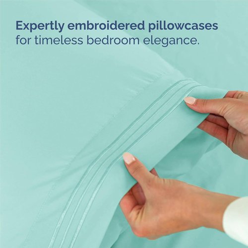 King Size 4 Piece Sheet Set - Ultra-Soft & Cooling Hotel Luxury Bedding - Deep Pockets, Wrinkle-Free - Oeko-Tex Certified - Spa Blue