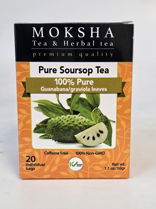 Pure Soursop Tea made with Pure Graviola Leaf- Guanabana Leaves- 40 Tea Bags Moksha Ayurveda (pack of 2)