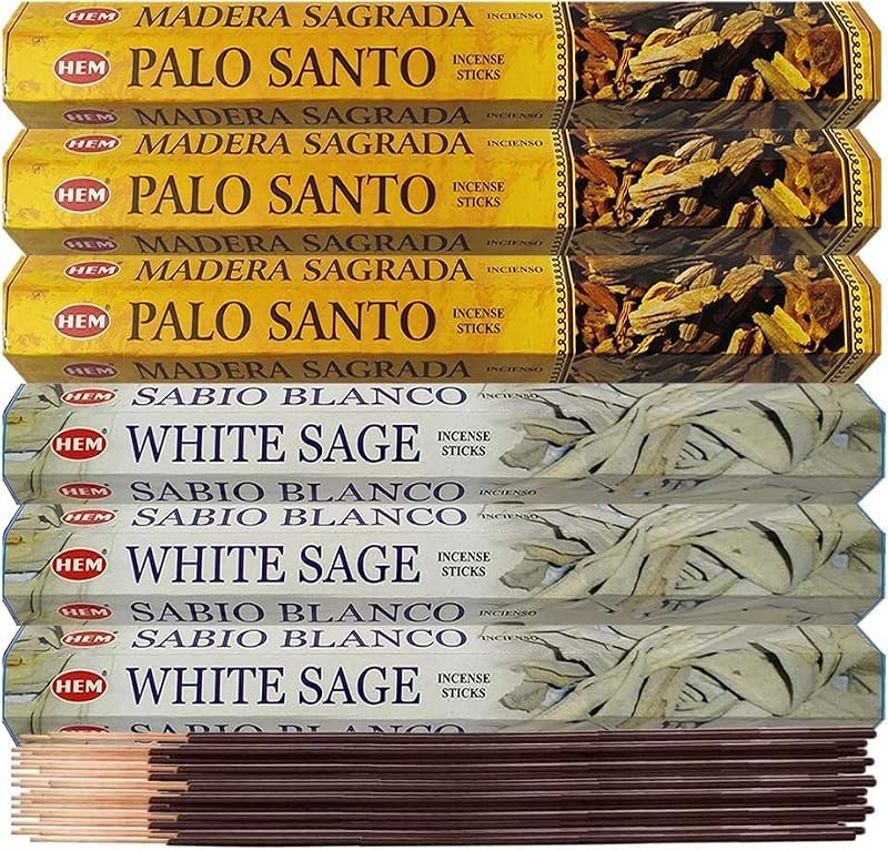 White Sage and Palo Santo Incense Stick Bundle with Holder