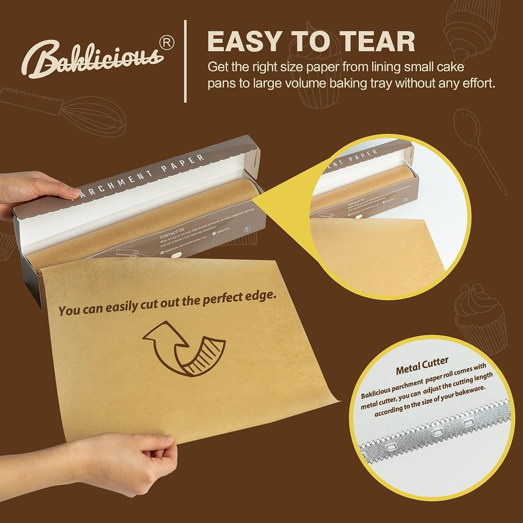 Unbleached Parchment Paper Roll - Non-Stick Baking Paper for Bread & Cookies | 15" x 210 Ft