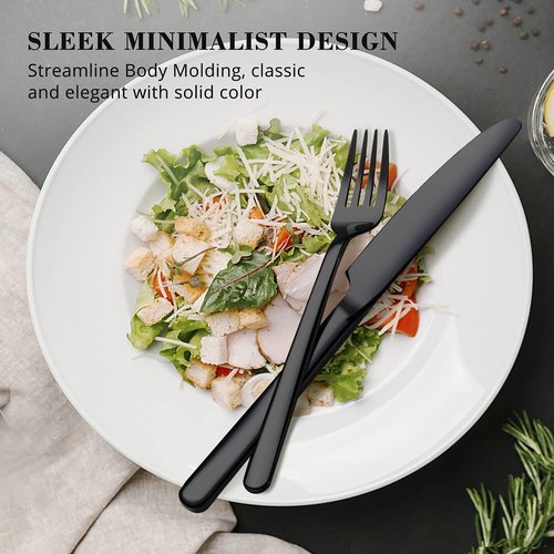 KINGSTONE 20-Piece Black Silverware Set - Premium 18/10 Stainless Steel Cutlery for Home & Restaurant