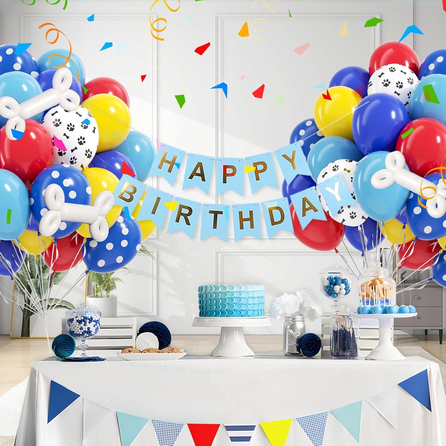 Royal Blue Dog Balloons by [Brand Name] - 60pcs 12-Inch Paw Print for Puppy Birthday Party Decor
