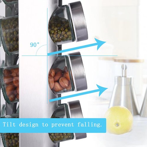DZ CLAN Revolving Spice Rack, Spice Rack Organizer for Cabinet, Rotating Spice Rack Organizer with Jars(20Pcs)