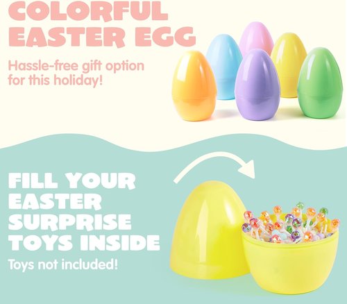 JOYIN Jumbo Easter Eggs - 10" Pastel Plastic Fillable Eggs | 6PCS for Treats, Party Favors, and Decorations