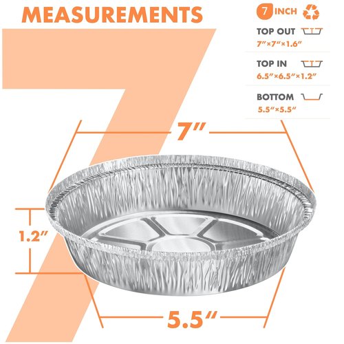 CURTA 50 Pack 7" Disposable Aluminum Foil Pans with Paper Lids | Great for Broiling, Baking, Storage, Roasting, Takeout, Air Fryer