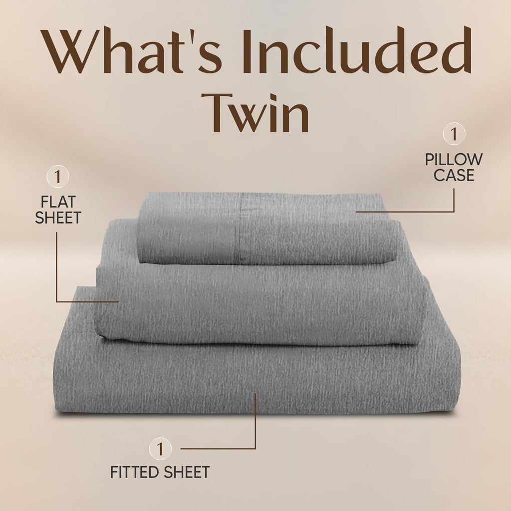 Utopia Bedding Twin Sheet Set - Soft & Breathable Microfiber, 3-Piece in Heather Grey | Oeko Tex Certified