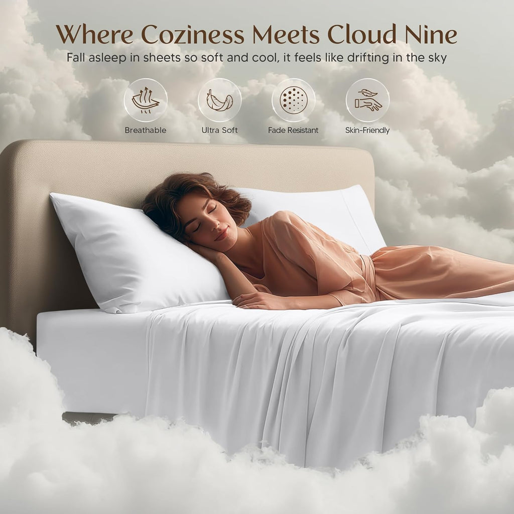 Utopia Bedding Twin Sheet Set - Soft & Breathable 3-Piece Microfiber Bed Sheets | Oeko-Tex Certified (White)