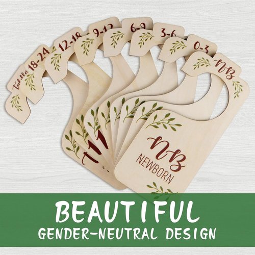 Baby Closet Dividers - 8 PCS Adorable Wooden Double-Sided Size Hangers for Newborn to Toddler