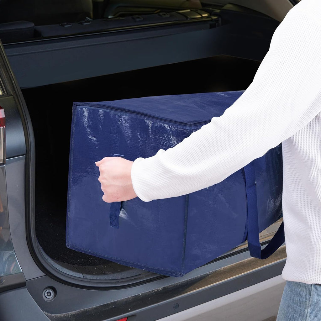 TICONN Extra Large Moving Bags - Heavy Duty Storage with Zippers & Handles | 4 Pack, Navy