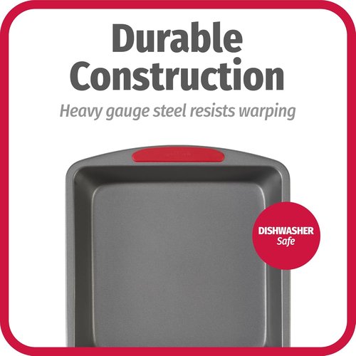 GoodCook MegaGrip Baking Pan - Non-Stick Heavy-Gauge Steel | 8x8-Inch Square Dish with Silicone Grip Handles