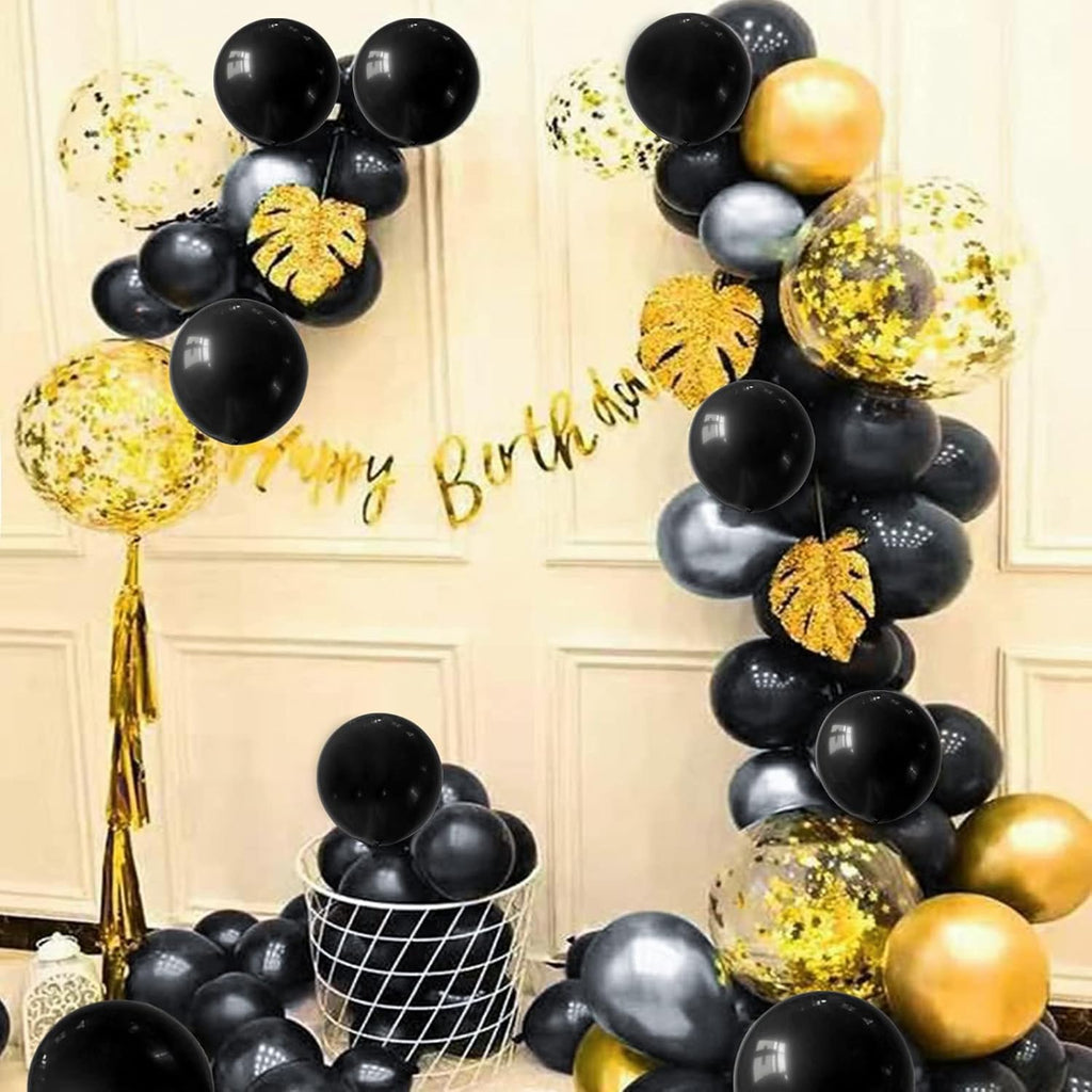 110pcs Black Latex Balloons - 12 Inch Party Balloons for Birthday, Baby Shower & Wedding | Includes 2 Ribbons
