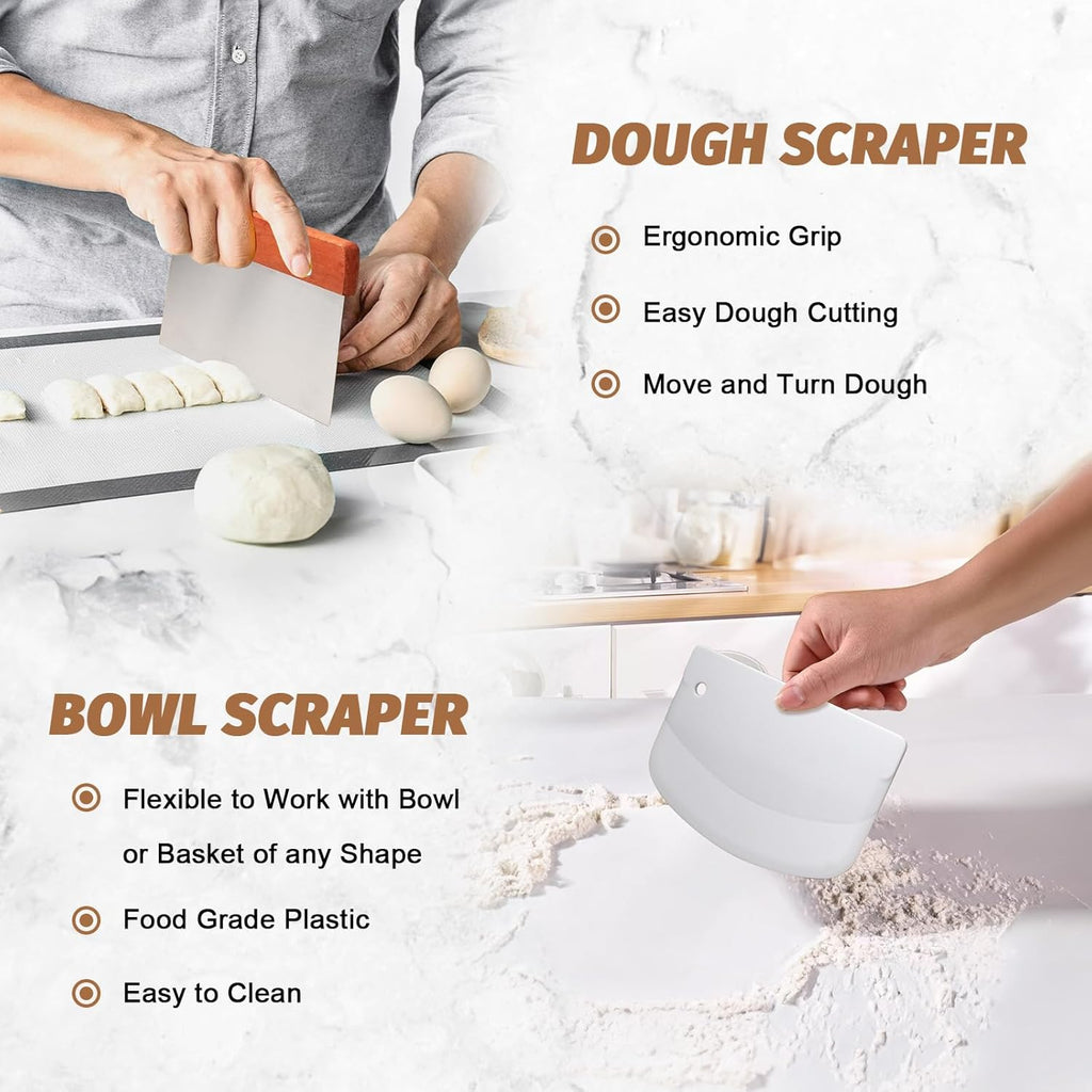 Proofing Basket Gift Set by Sourdough | 9" Round & 10" Oval Banneton with Essential Baking Tools