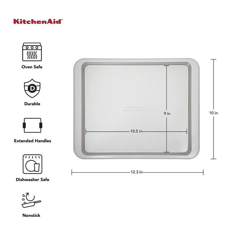 KitchenAid 12.3X10in Nonstick Aluminized Steel Baking Sheet, Silver
