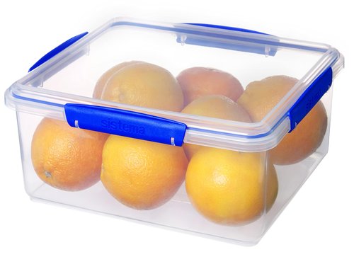 Sistema KLIP IT Food Storage Container, 5 L, Airtight & Stackable, BPA-Free, Clear with Blue Clips