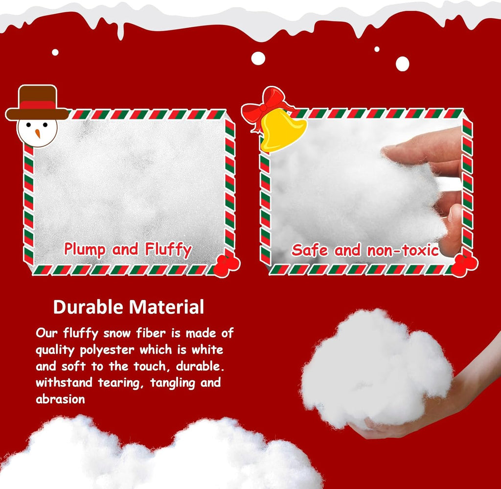 Skiennix Christmas Fake Snow Decoration - 7 Oz Fluffy White Artificial Snow for Holiday Decor