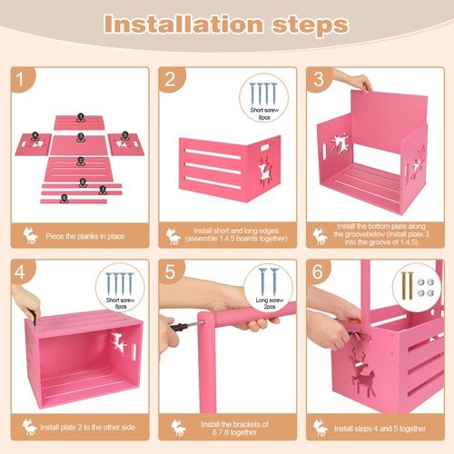 HAFTKD Wooden Baby Shower Crate Closet, Large Baby Toy Storage Basket with Handle, 30"x16"x11" for Newborn Boys Girls Pregnancy New Parents Gifts - Pink