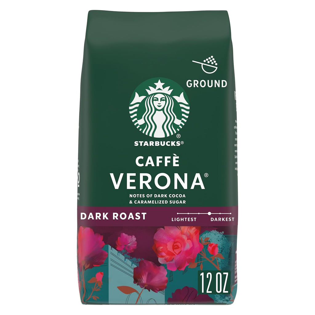Starbucks Ground Coffee - Dark Roast Caffè Verona for Hot or Iced Coffee | 12 oz Bag