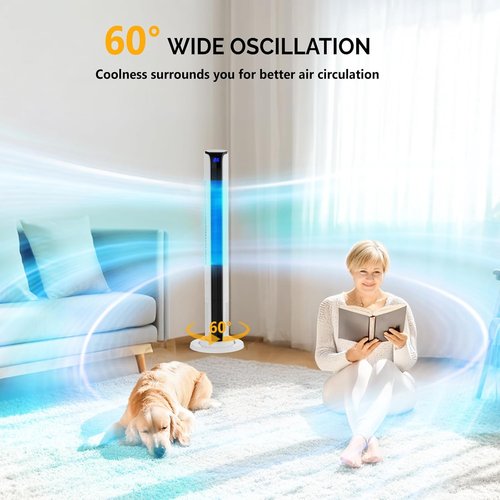 Bonnlo 42" Smart Tower Fan - Quiet Oscillating Floor Fan with APP & Remote Control | 3 Modes, 3 Speeds, 12H Timer