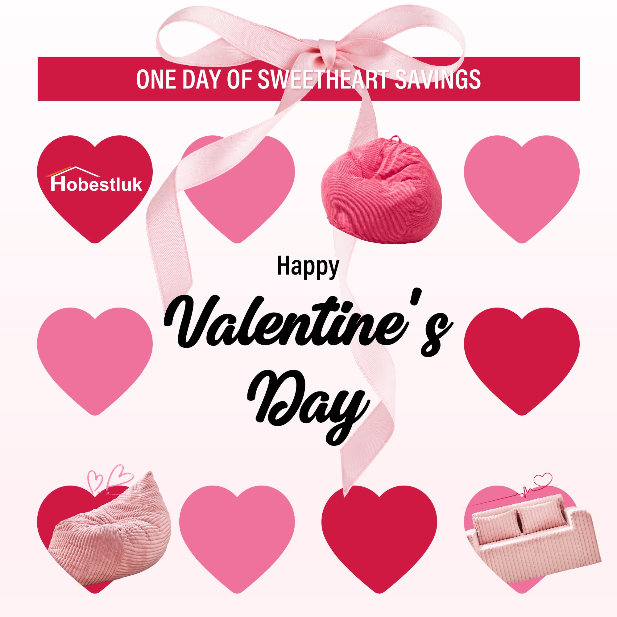 Hobestluk 3FT Bean Bag Chairs Adult Bean Bag with Portable Handle Comfy Large Bean Bag Chair with Removable Cover for Living Room Bedroom or Reading Nook (Stripe Dark Grey, 3FT)