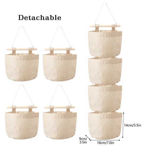 Klmnop Fish Extender with 4 Removable Pockets, Cotton Linen Hanging Organizer, Hanging Storage Bag for Cruise Travel Exchange Gifts(Khaki)