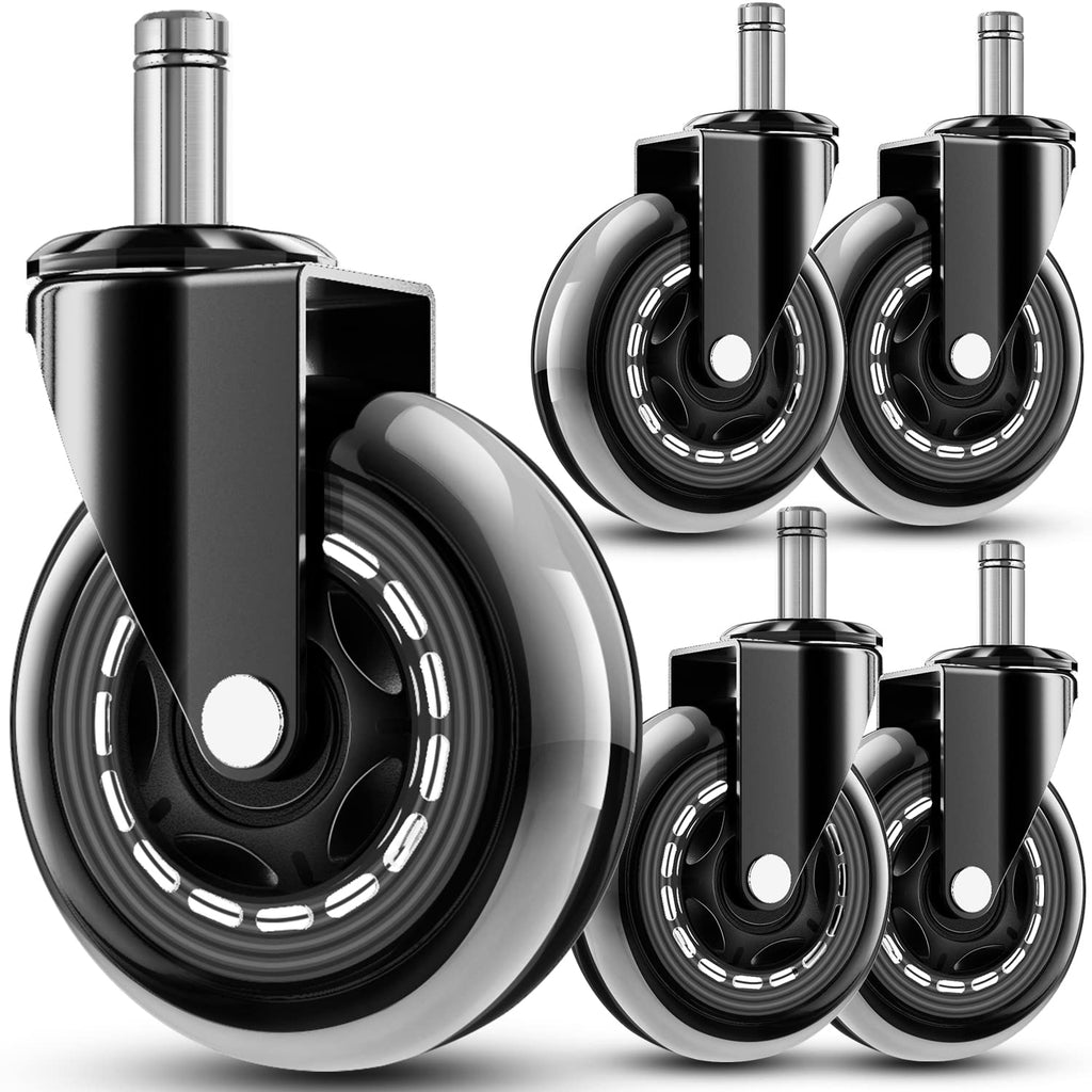 RidRed Office Chair Wheels - Heavy-Duty 3-Inch Rubber Casters | Universal Fit, Noise-Free, 5 Pack